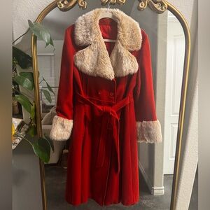Vintage 60s Faux Fur Trim Coat